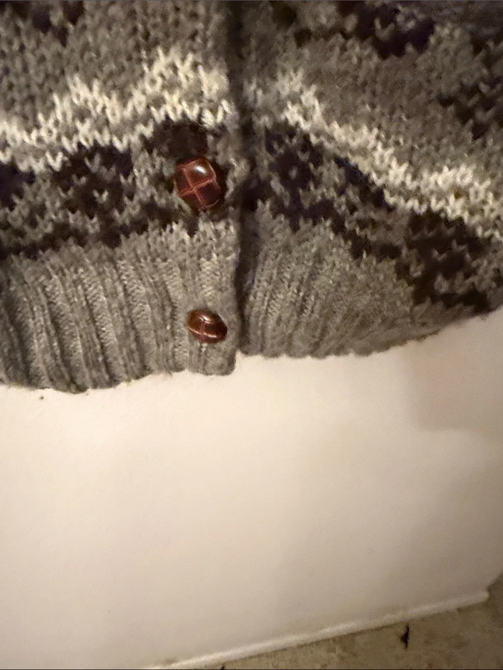 Forever 21 Gray and Brown Fair Isle Shawl-Collar Cardigan 99 - Picture 10 of 11